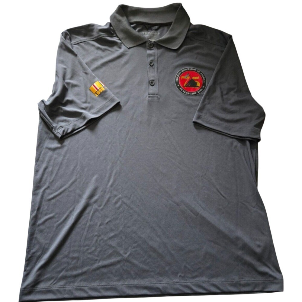 Trimark Men's Polo Shirt Large Gray G.I. Iwo Jima Association 75th Anniversary